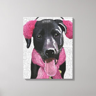Black Labrador With Ear Muffs Canvas Print
