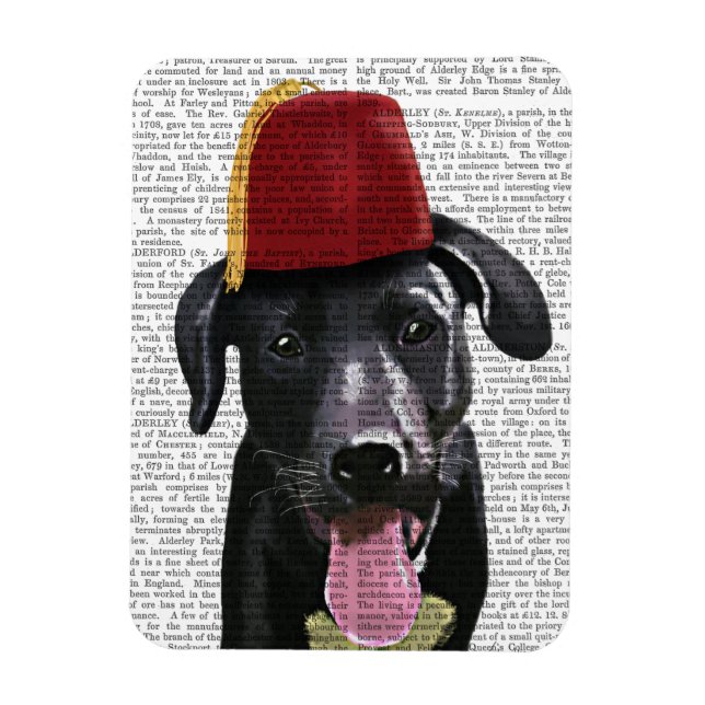 Black Labrador With Fez Magnet (Vertical)