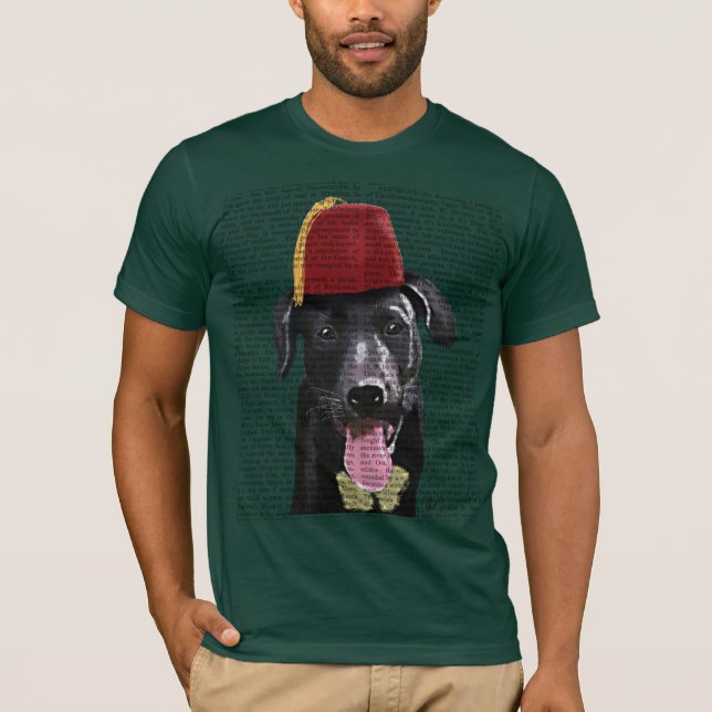 Black Labrador With Fez T-Shirt (Front)