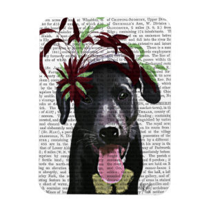 Black Labrador With Green Fascinator Magnet