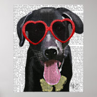 Black Labrador With Heart Sunglasses
