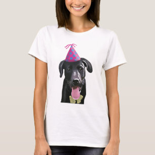 Black Labrador With Party Hat T-Shirt