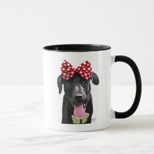 Black Labrador With Red Bow On Head Mug