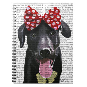 Black Labrador With Red Bow On Head Notebook