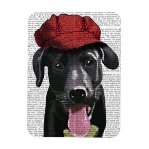 Black Labrador With Red Cap Magnet