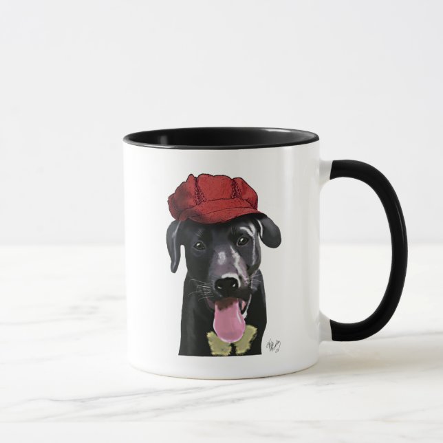 Black Labrador With Red Cap Mug (Right)