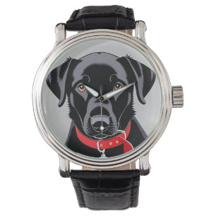 Black Labrador with Red Collar Watch