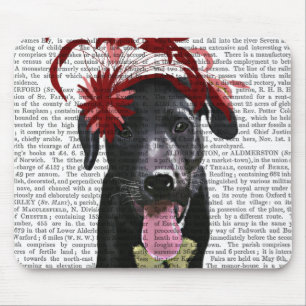 Black Labrador With Red Fascinator Mouse Pad