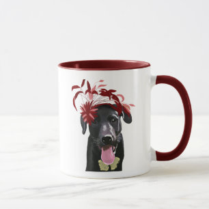 Black Labrador With Red Fascinator Mug