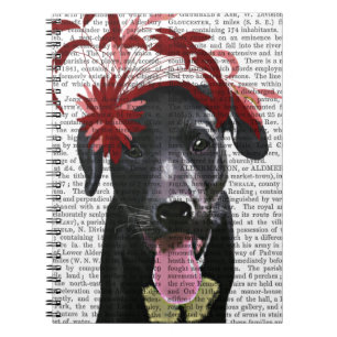 Black Labrador With Red Fascinator Notebook