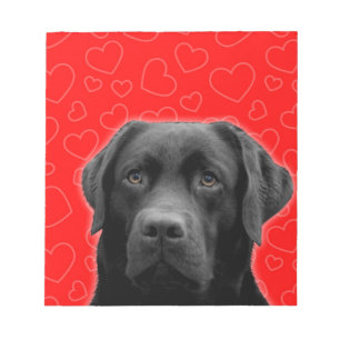 Black Labrador with Red Hearts Notepad