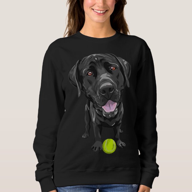 Black Labrador With Tennis Ball Scoop Sweatshirt (Front)