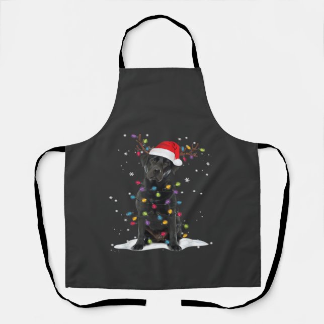Black Labrador Xmas Dog Christmas Tree Light Class Apron (Front)