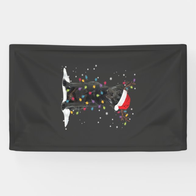 Black Labrador Xmas Dog Christmas Tree Light Class Banner (Horizontal)
