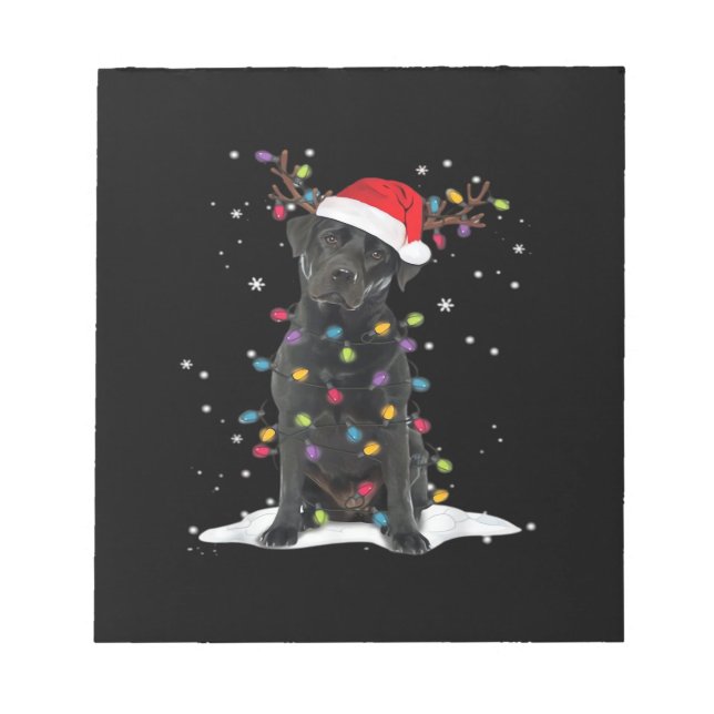 Black Labrador Xmas Dog Christmas Tree Light Class Notepad (Front)
