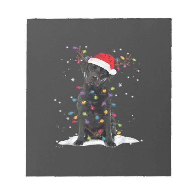 Black Labrador Xmas Dog Christmas Tree Light Class Notepad (Front)