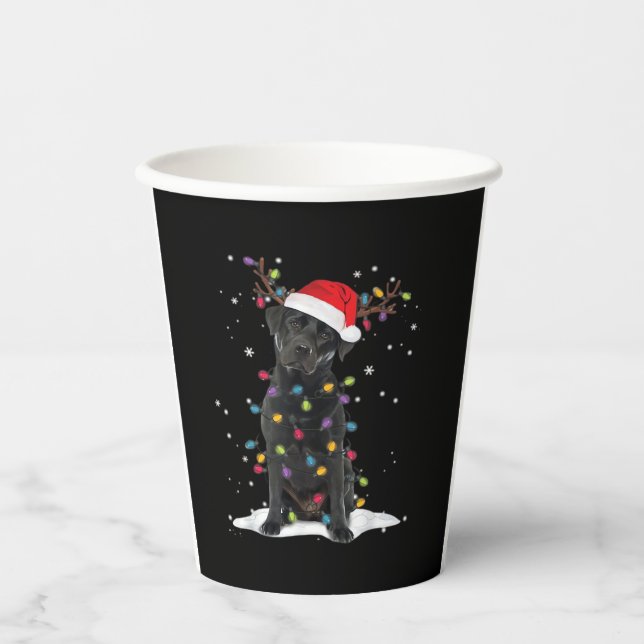 Black Labrador Xmas Dog Christmas Tree Light Class Paper Cups (Front)
