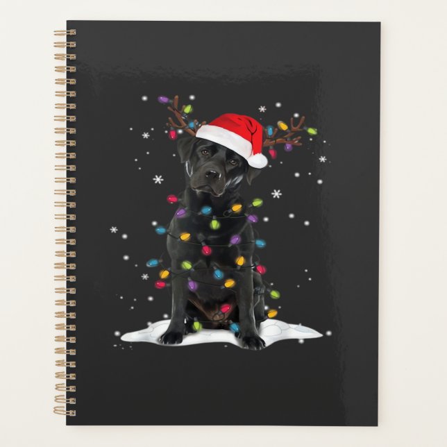 Black Labrador Xmas Dog Christmas Tree Light Class Planner (Front)