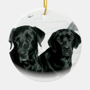Black Labs Ceramic Ornament