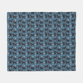 Black Labs Labrador Retriever Blue Pattern Fleece Blanket