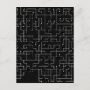 Black labyrinth maze design postcard