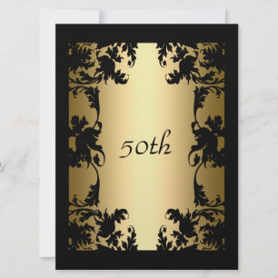 Black Lace 50th Birthday Party Invitation Black