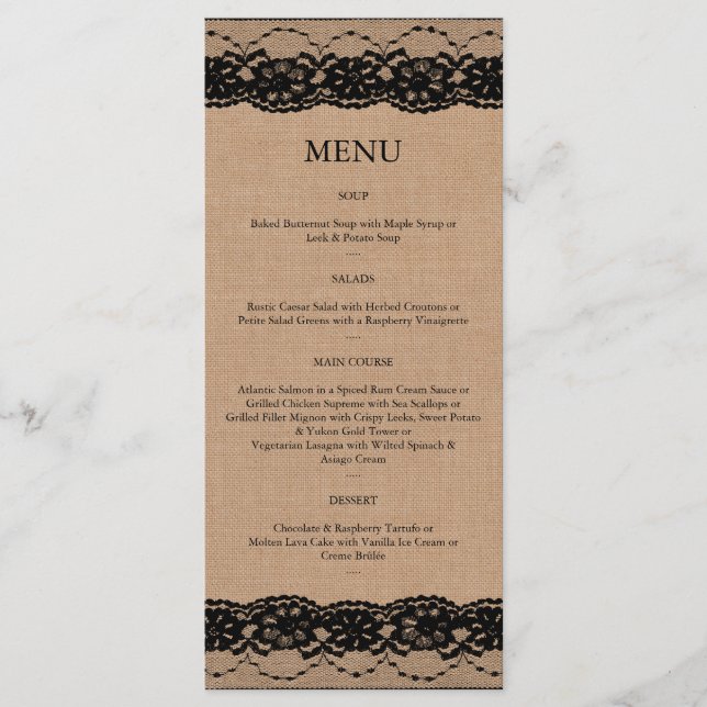 Black Lace and Burlap Menu 2 (Front)