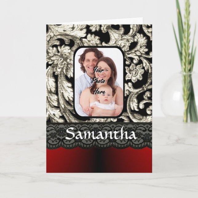 Black lace and damask card (Front)