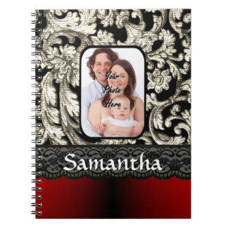 Black lace and damask notebook