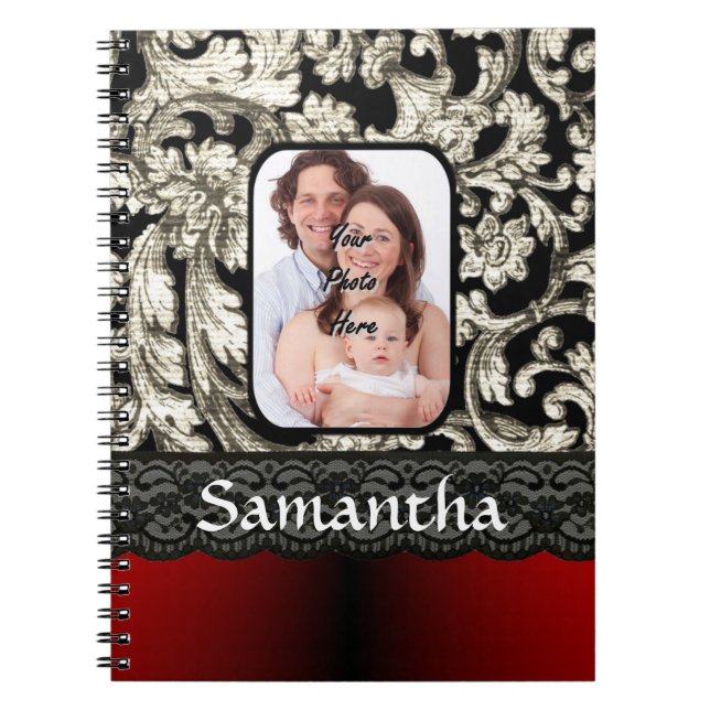 Black lace and damask notebook (Front)