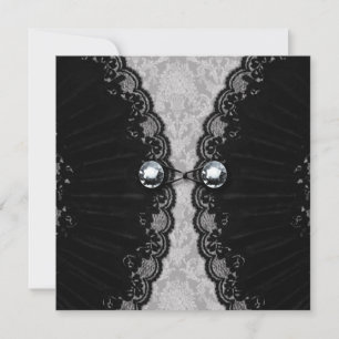 Black Lace and Diamond Look Goth Wedding Invitation