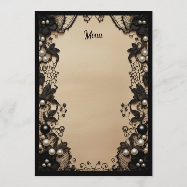 Black Lace and Pearls Menu (Front)