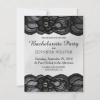Black Lace and Satin Bachelorette Party Invitation