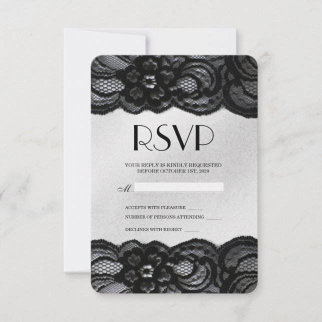 Black Lace and Satin RSVP (Front)