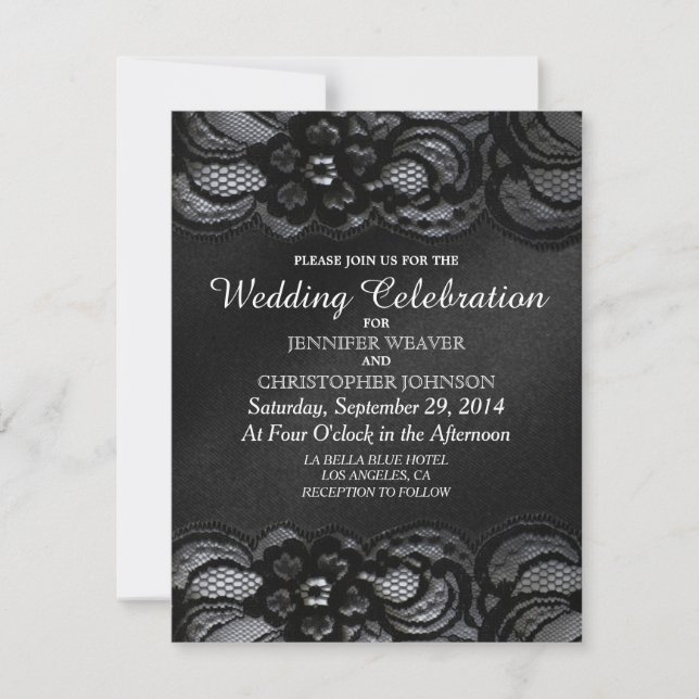 Black Lace and Satin Wedding Invitations (Front)