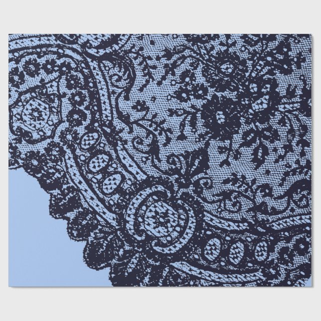 BLACK LACE AND TWILIGHT BLUE GIFT WRAPPING PAPER (Flat)