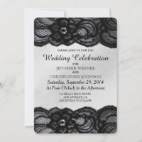 Black Lace and White Satin Wedding Invitations