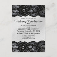 Black Lace and White Satin Wedding Invitations