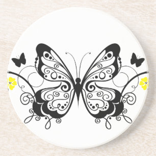 Black Lace Butterflies 10 Coaster