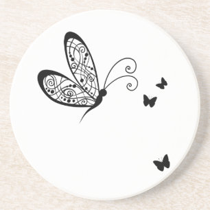 Black Lace Butterflies 1 Coaster