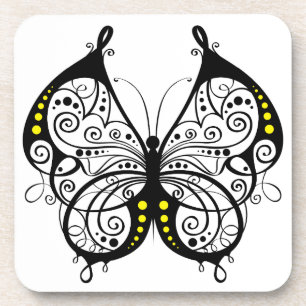 Black Lace Butterflies 5 Coaster