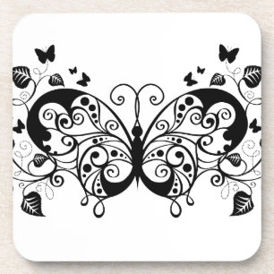 Black Lace Butterflies 9 Coaster