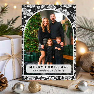 Black Lace Christmas Photo Holiday Card