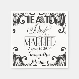 Black Lace  Eat Drink Be Married Napkin