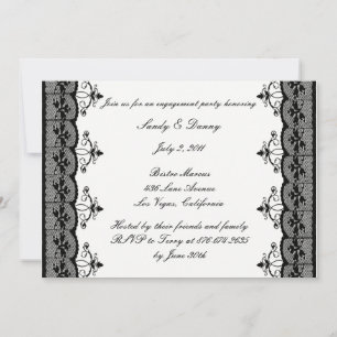 Black Lace Engagement Party Invitation
