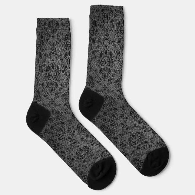 Black Lace Fashion Designer Texture Socks (Right)