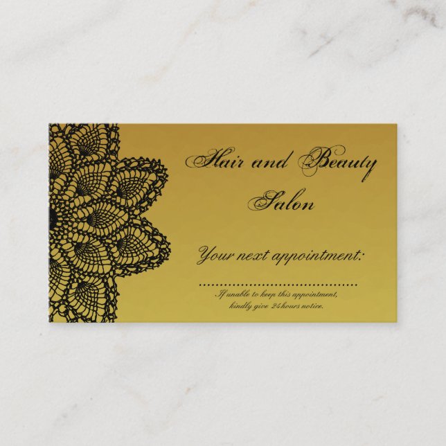 Black Lace Gold Hair and Beauty Salon Appointment (Front)