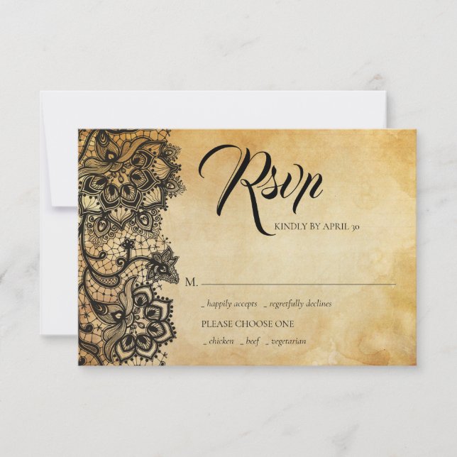 Black Lace Gothic Response Card (Front)
