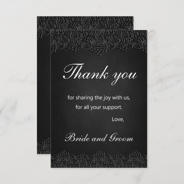 Black Lace Gothic Victorian Wedding Thank You Card (Front/Back)