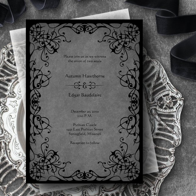 Black Lace Gothic Wedding Invitation (Creator Uploaded)